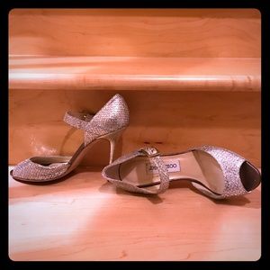 Jimmy Choo Glitter Champagne Dress Heels